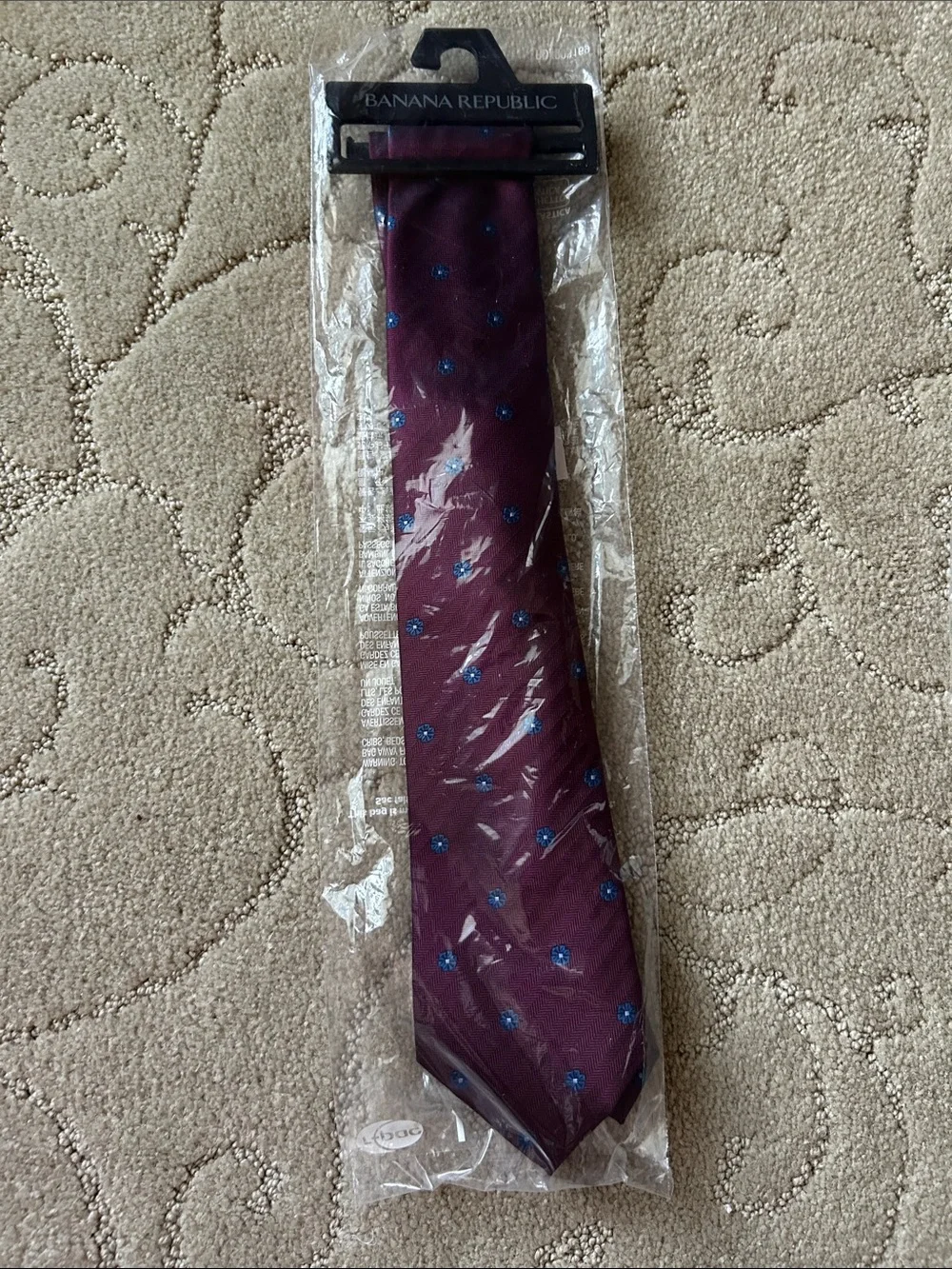 Banana Republic Burgundy Tie with Small Blue Flowers